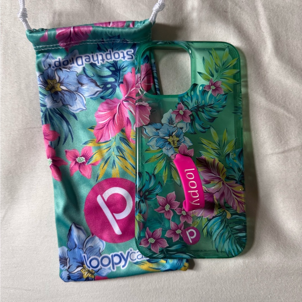 iPhone 13 Pro Max Loopy Case - Clear Sea Glass Floral